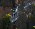Isolated white random smoke of Joss-stick Royalty Free Stock Photo