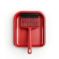 Isolated on white, a red brush and dustpan. Royalty Free Stock Photo