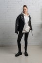 clothes style clothing isolated zipper leather jacket fashion design white black casual background