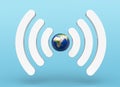 Isolated wifi signal logo formed with earth and blue on background