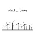 Isolated wind energy power vector silhouettes vector illustration