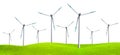 Isolated Wind Turbines On Green Field Royalty Free Stock Photo