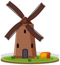 Isolated windmill farmland on white background