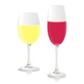 Isolated wine and champagne glass