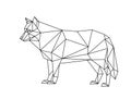 Isolated wolf in low poly style on white background. Polygonal illustration of an animal of prey composed of triangles.