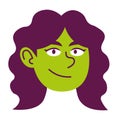 Isolated woman face curly comic people vector Illustration Royalty Free Stock Photo