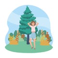 Isolated woman in forest design Royalty Free Stock Photo