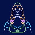 Isolated woman neon oktoberfest vector illustration