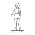 Isolated woman skate draw vector illustration