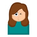 Isolated woman winking cartoon