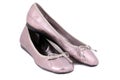 Isolated women silver snakeskin flat shoes