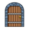 Isolated wood and medieval door vector illustration