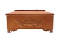 Isolated wooden casket profile view. Royalty Free Stock Photo