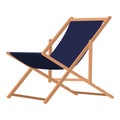 Isolated wooden deckchair with blue canvas