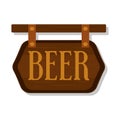 Isolated wooden label with beer text