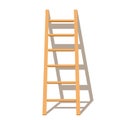 Isolated wooden ladder household tool stepladder with shadow vector illustration