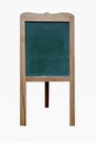 Isolated of wooden menu blackboard stand on white background.