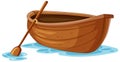 Isolated wooden paddle boat on water