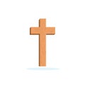 Isolated wooden religious cross. Church item