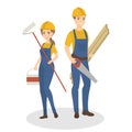 Isolated workers couple. Royalty Free Stock Photo