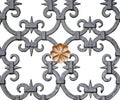 Isolated Wrought Iron Fence with Gold Flower 2