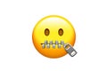 Isolated yellow emotional face and zipped mouth icon