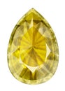 Isolated yellow gemstone. Illustration of faceted stone in the f