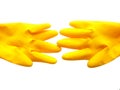 Isolated yellow gloves.