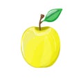 Isolated Yellow Juicy Apple on a White Background.