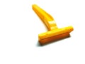 Isolated Yellow Razor on White Background Royalty Free Stock Photo