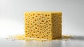 Isolated yellow rectangular sponge on a white background. Perfect for cleaning and household cleaning concept Royalty Free Stock Photo