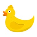 Isolated yellow rubber duck children toy. Rubber duck on white background. Vector cartoon illustration. Royalty Free Stock Photo