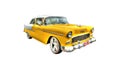 Isolated yellow 1950s Chevy on white background