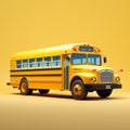 Isolated Yellow School Bus On Yellow Background - Concept Art Royalty Free Stock Photo