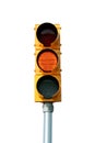 Isolated yellow traffic signal light Royalty Free Stock Photo