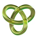 Isolated yellow trefoil loop knot 3D render on white background