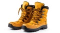 Isolated Yellow Winter Boots On A White Background