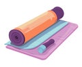 Isolated yoga equipment rolled up exercise mat