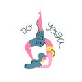 Isolated yoga logotype. Handstand girl. Flat trendy style.