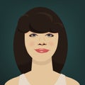 Isolated young dark haired woman face retro design vector.