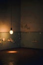 Isolation And Emotional Decay Reflected By A Hanging Light Bulb In A Cracked Empty Room Royalty Free Stock Photo