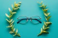 Isolation glasses on white background, oval eyeglass frames