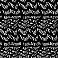 ISOLATION word warped, distorted, repeated, and arranged into seamless pattern background