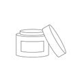 Isoleted cream or gel jar editable vectore icon in black on white color background