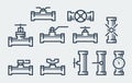 Valves and taps icon set