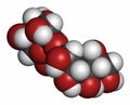 Isomalt sugar substitute molecule (one of two components shown). Atoms are represented as spheres with conventional color coding: