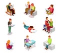 Isometirc Reading People Icon Set