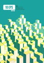 Isometric cube array on green BG illustration