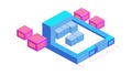 Isometric Abstract Data Blocks Vector. Technology, Information, and Structure, vector design Generative AI Royalty Free Stock Photo