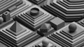Isometric Abstract Geometric Shapes and Forms in Grayscale Tones with Subtle Shadows and Highlights Creating a Textured Royalty Free Stock Photo